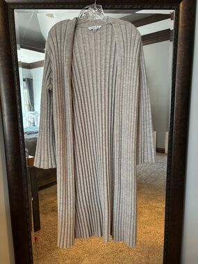 Christian Siriano Light Gray Ribbed Open Cardigan